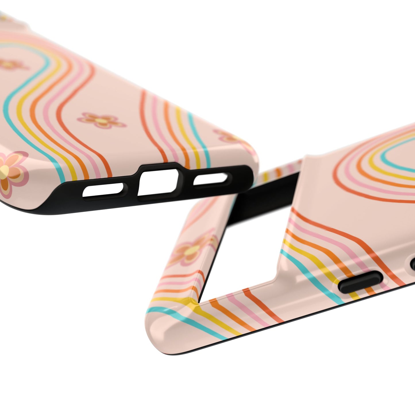 Retro Rainbow Phone Case - Tough & Stylish Floral Design