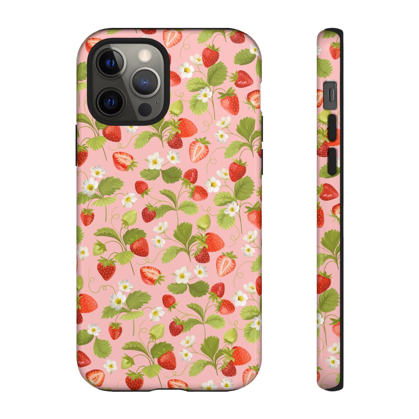 Strawberry Floral Tough Case - Cute Berry Pattern Phone Cover