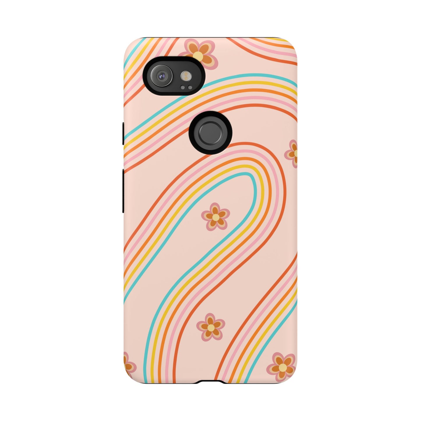 Retro Rainbow Phone Case - Tough & Stylish Floral Design