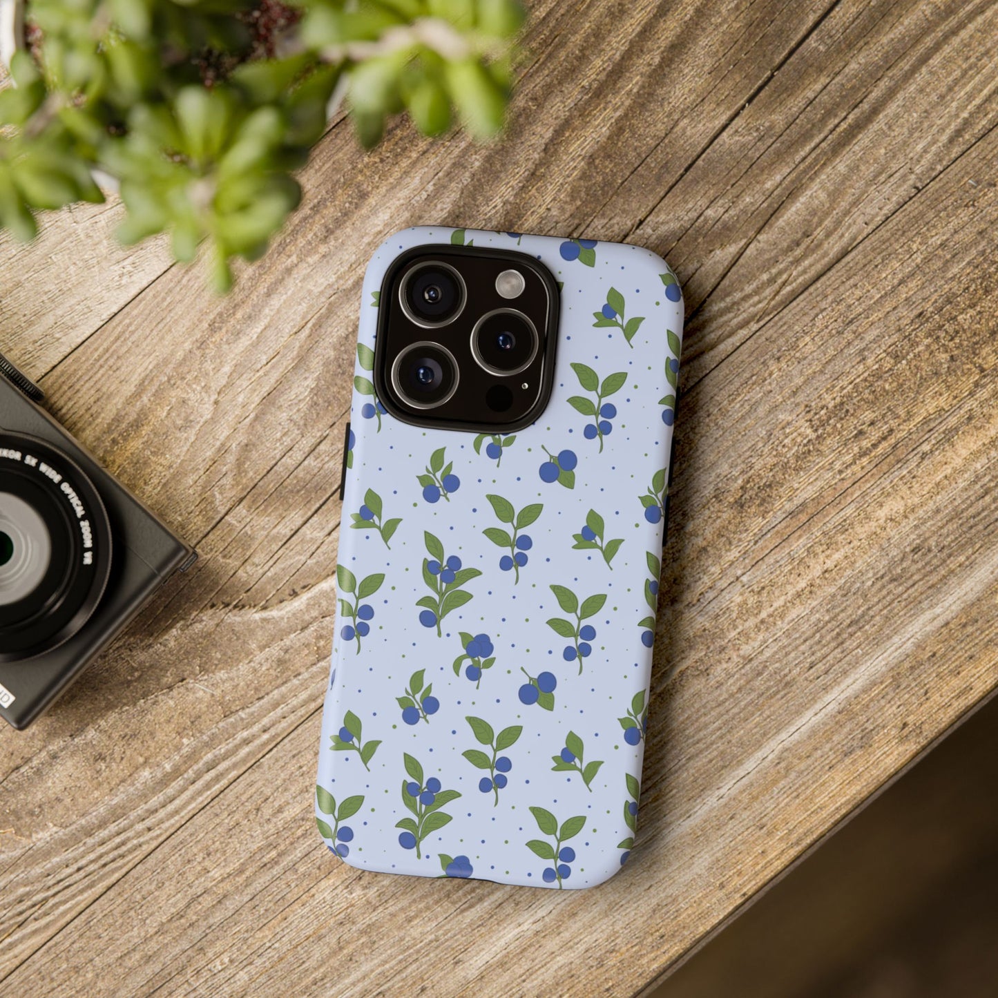 Floral Tough Phone Case - Blueberry Blossom Design