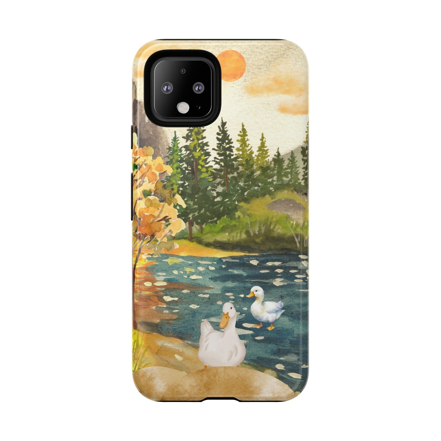 Artistic Phone Case with Ducks and Nature Scene