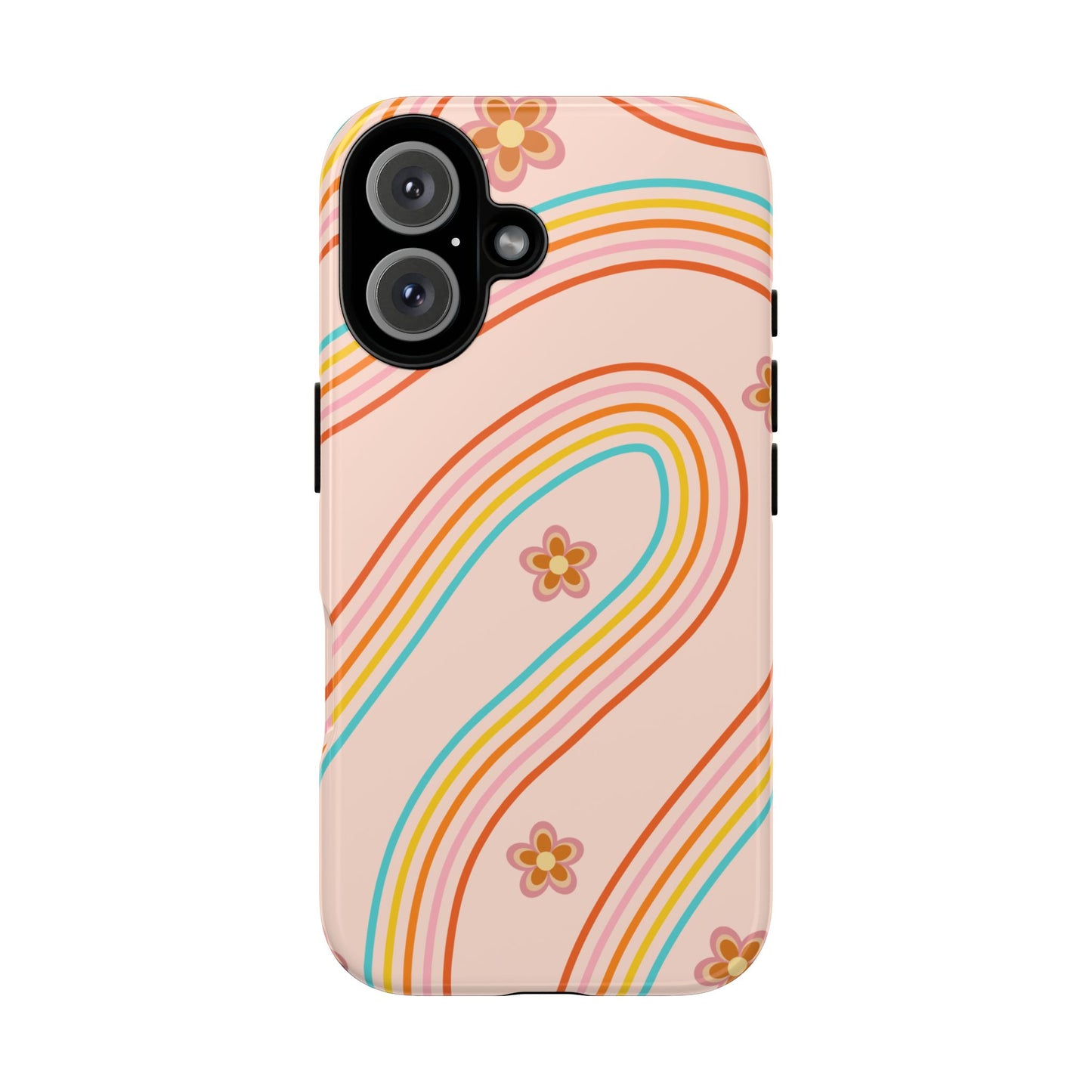 Retro Rainbow Phone Case - Tough & Stylish Floral Design