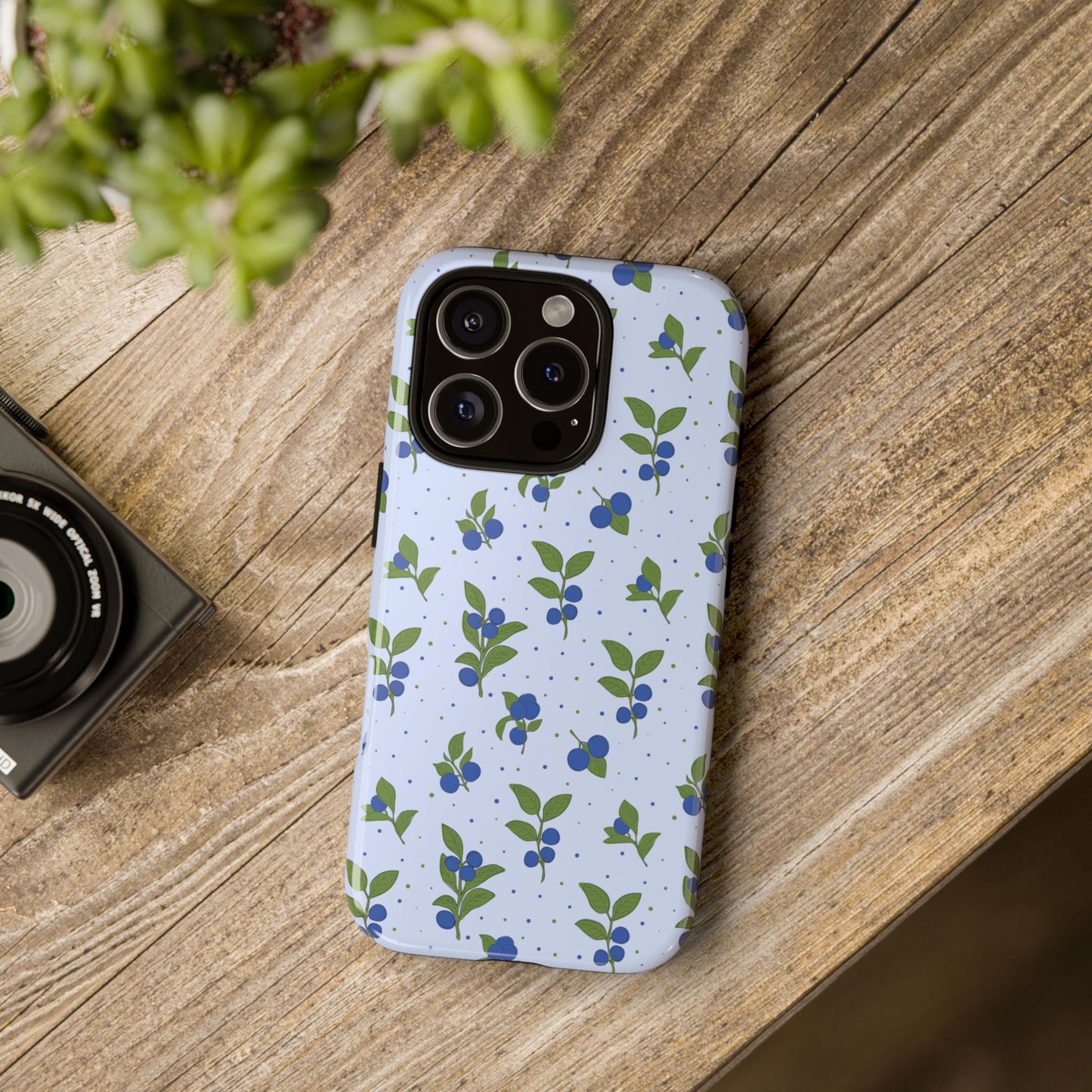 Floral Tough Phone Case - Blueberry Blossom Design