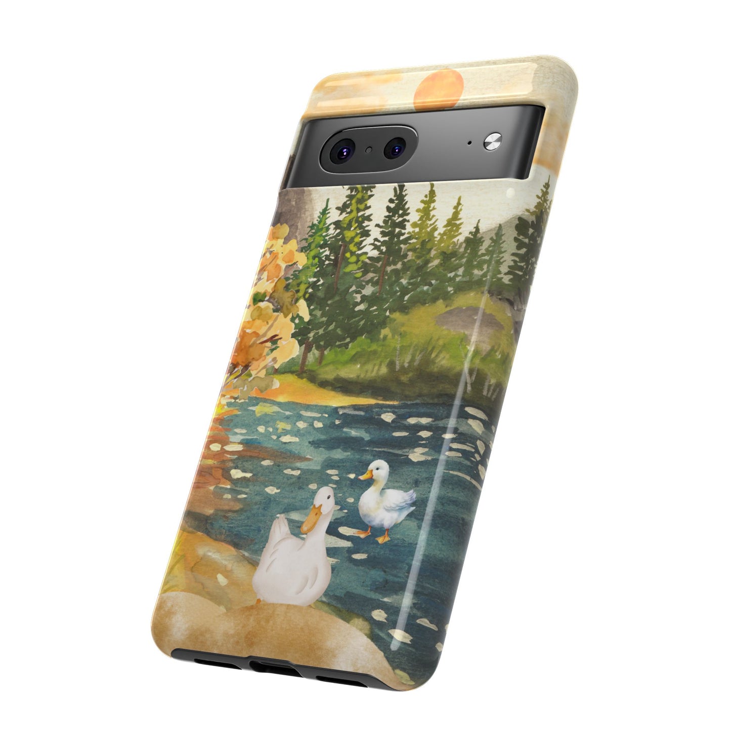 Artistic Phone Case with Ducks and Nature Scene