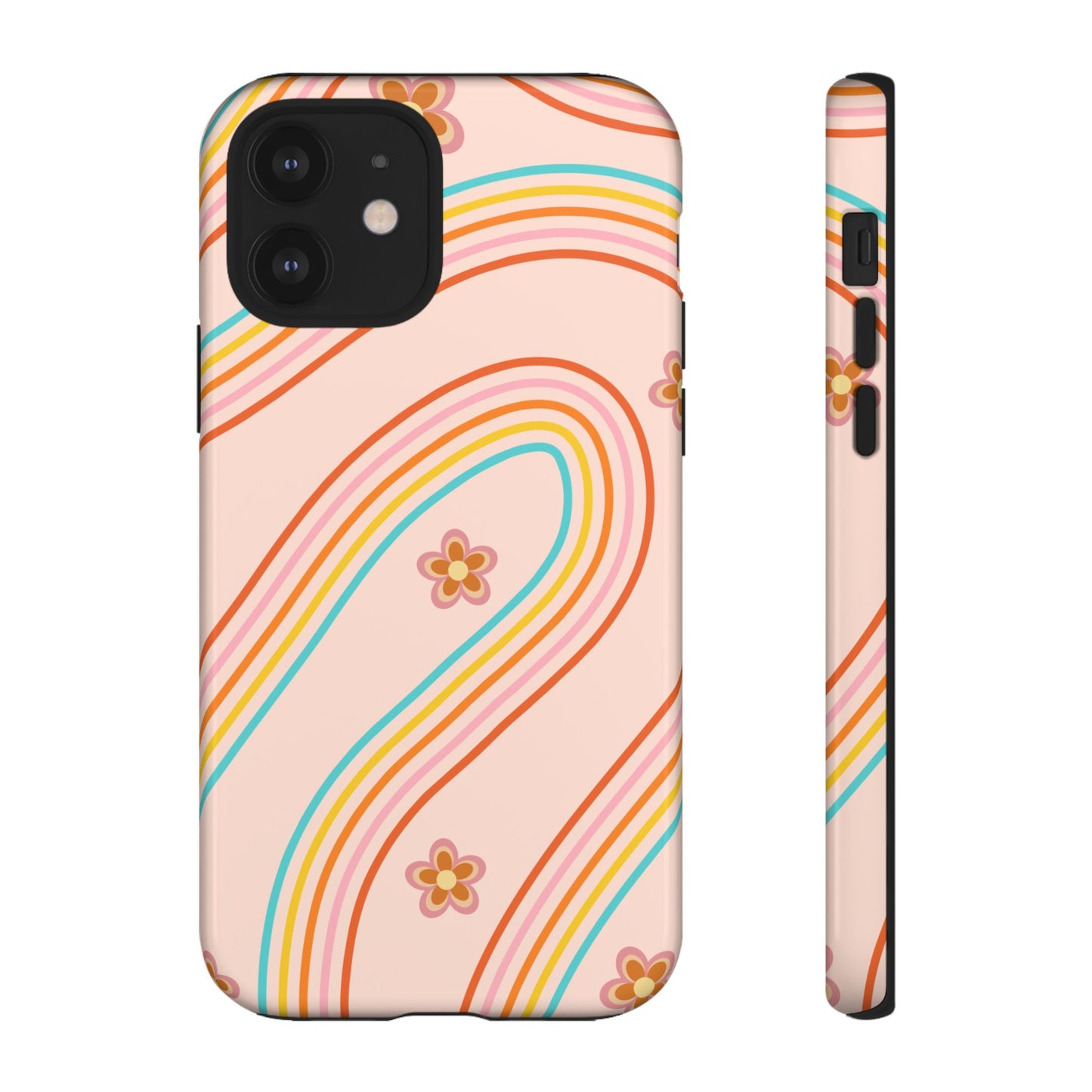 Retro Rainbow Phone Case - Tough & Stylish Floral Design