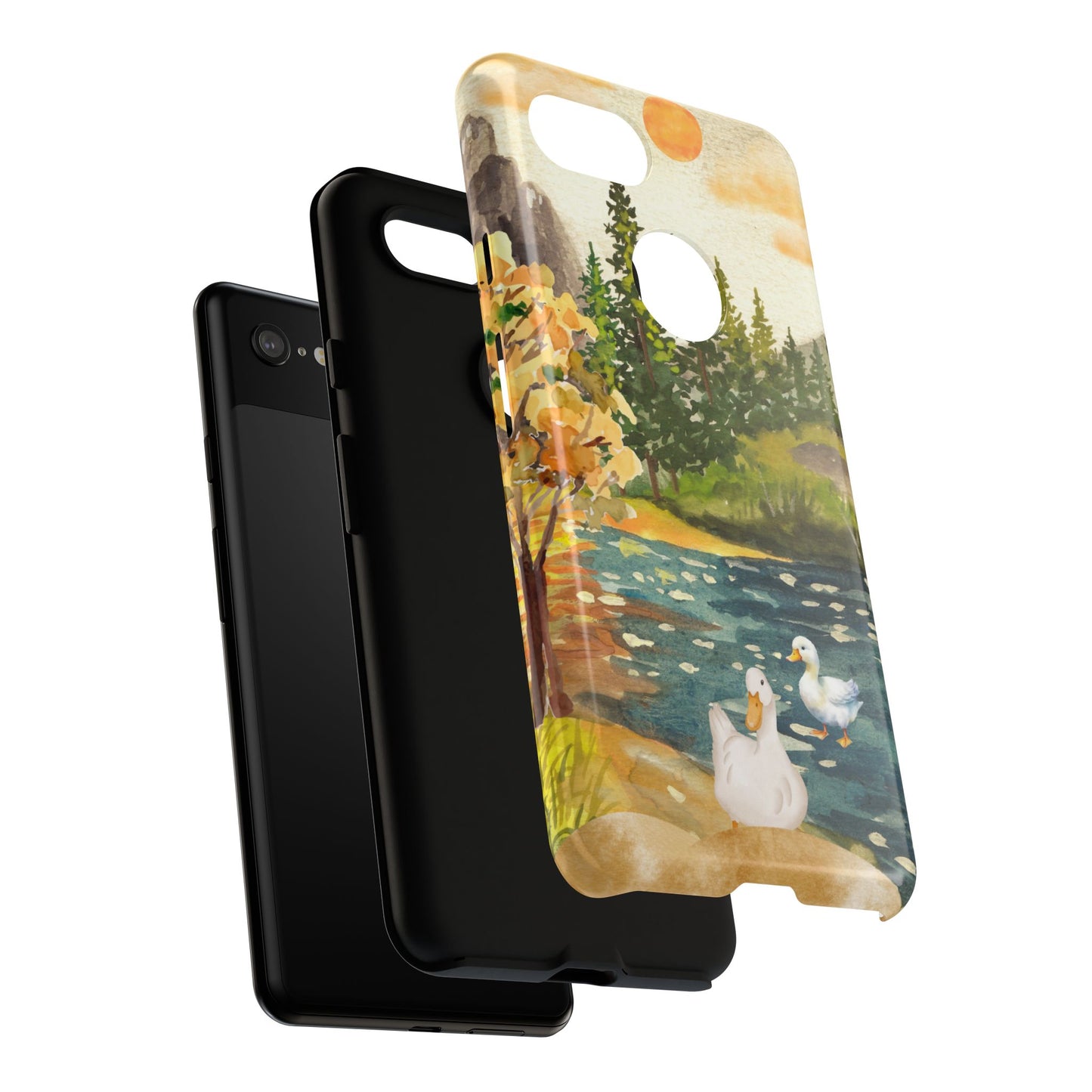 Artistic Phone Case with Ducks and Nature Scene