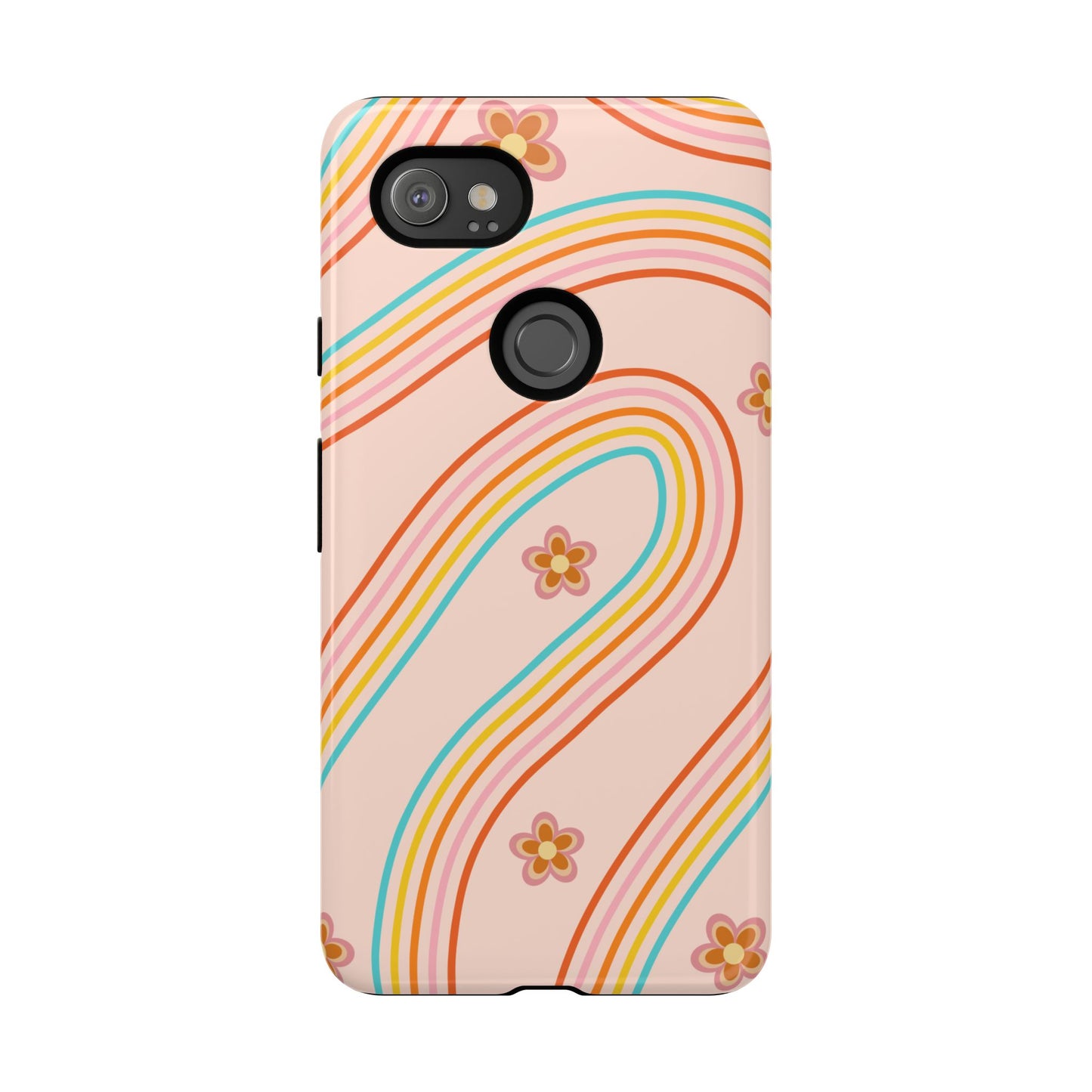 Retro Rainbow Phone Case - Tough & Stylish Floral Design