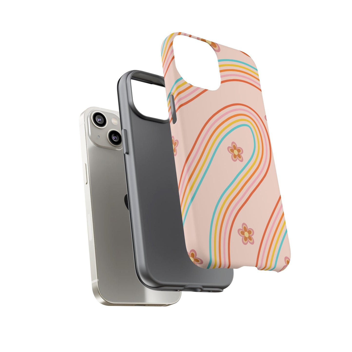 Retro Rainbow Phone Case - Tough & Stylish Floral Design