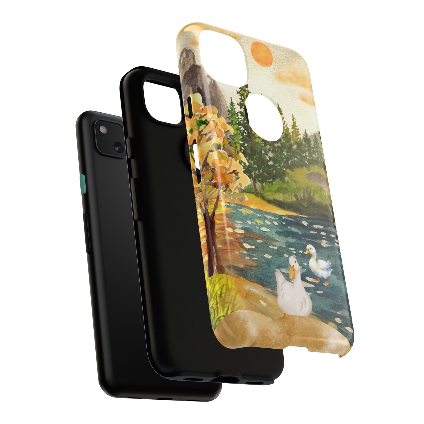 Artistic Phone Case with Ducks and Nature Scene