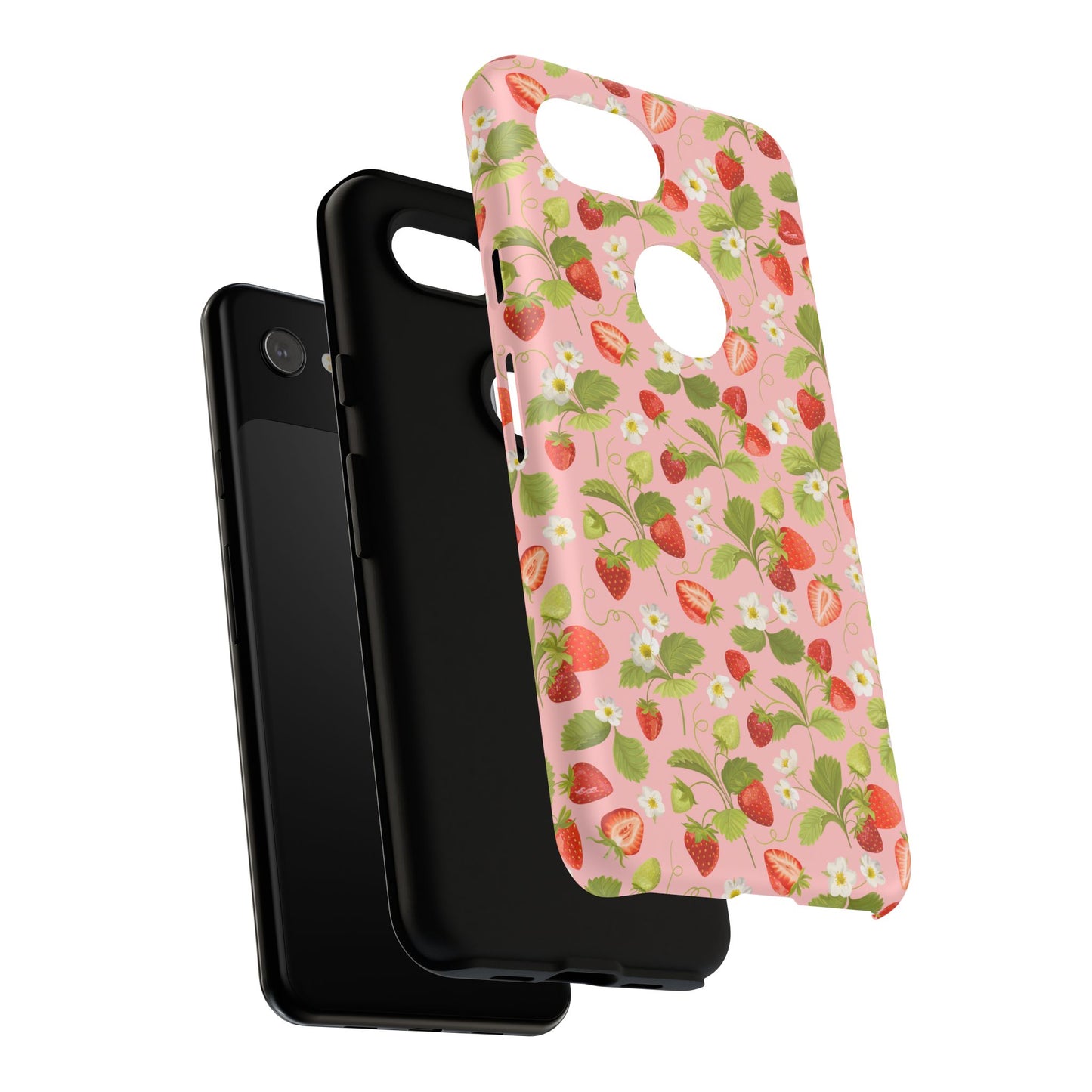 Strawberry Floral Tough Case - Cute Berry Pattern Phone Cover