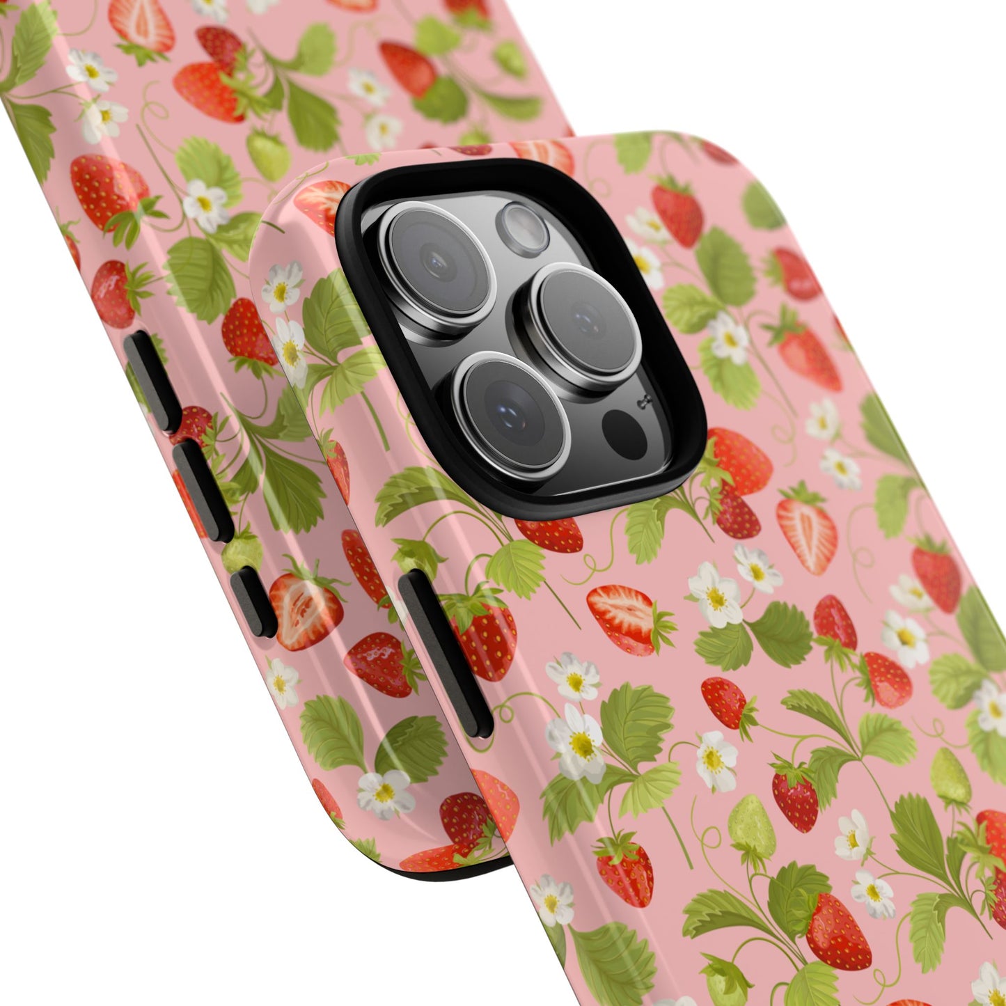 Strawberry Floral Tough Case - Cute Berry Pattern Phone Cover