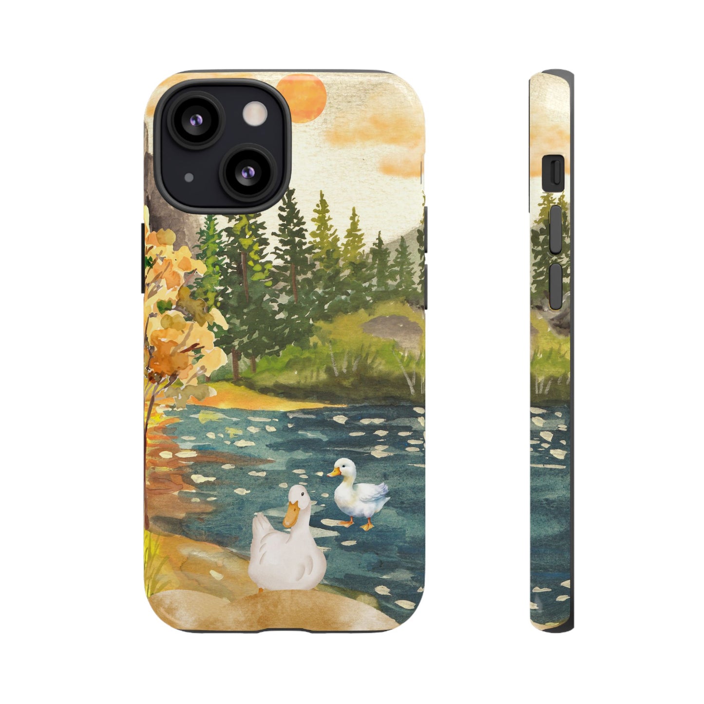 Artistic Phone Case with Ducks and Nature Scene