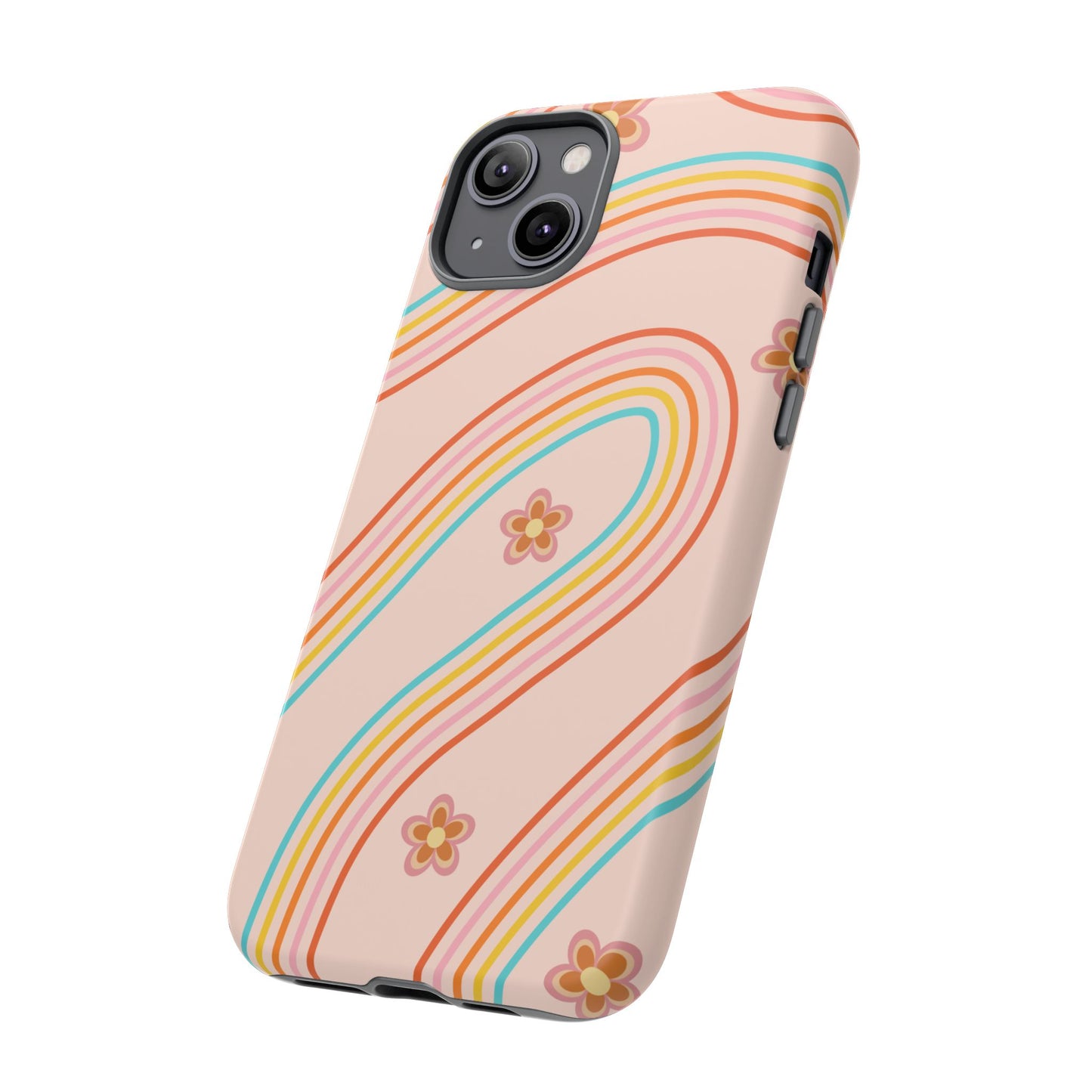 Retro Rainbow Phone Case - Tough & Stylish Floral Design