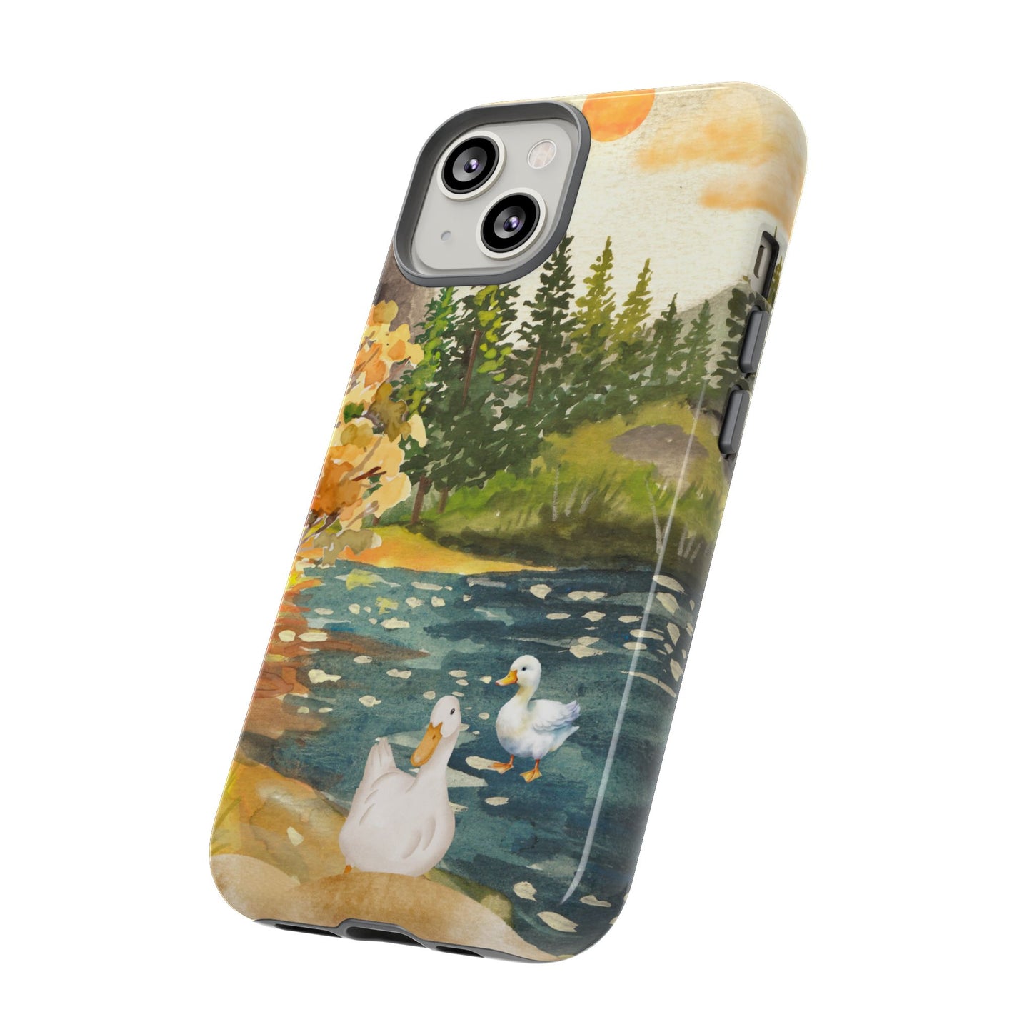 Artistic Phone Case with Ducks and Nature Scene