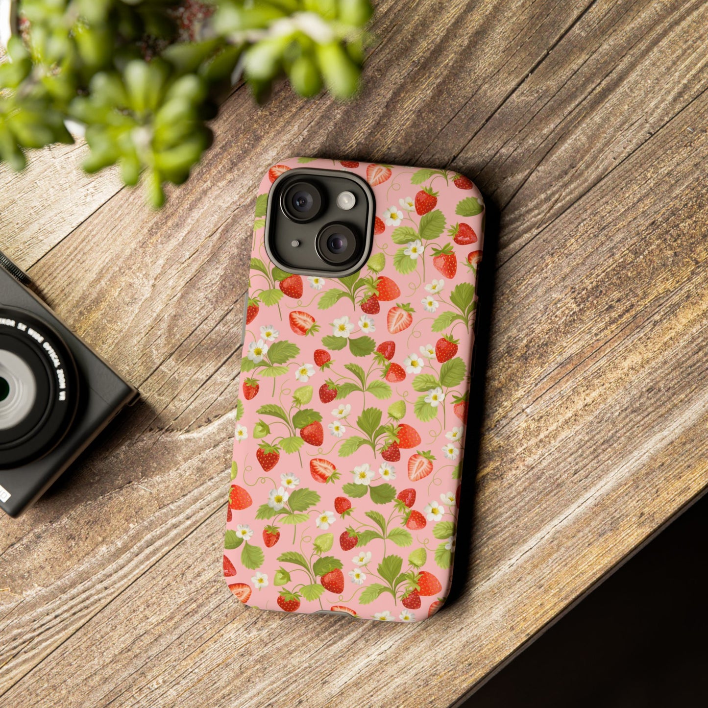 Strawberry Floral Tough Case - Cute Berry Pattern Phone Cover