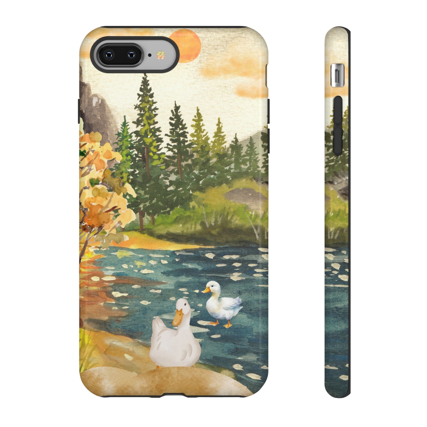 Artistic Phone Case with Ducks and Nature Scene