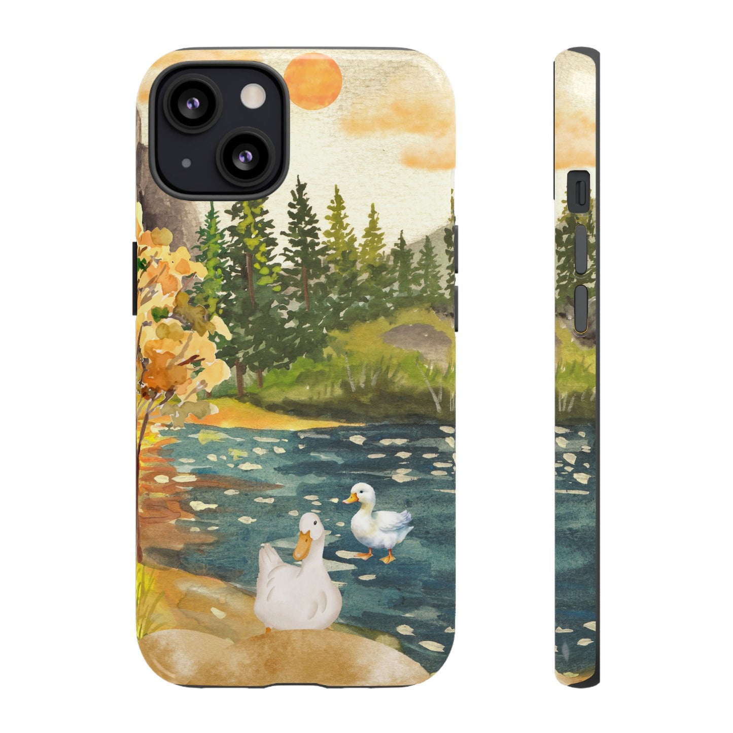 Artistic Phone Case with Ducks and Nature Scene