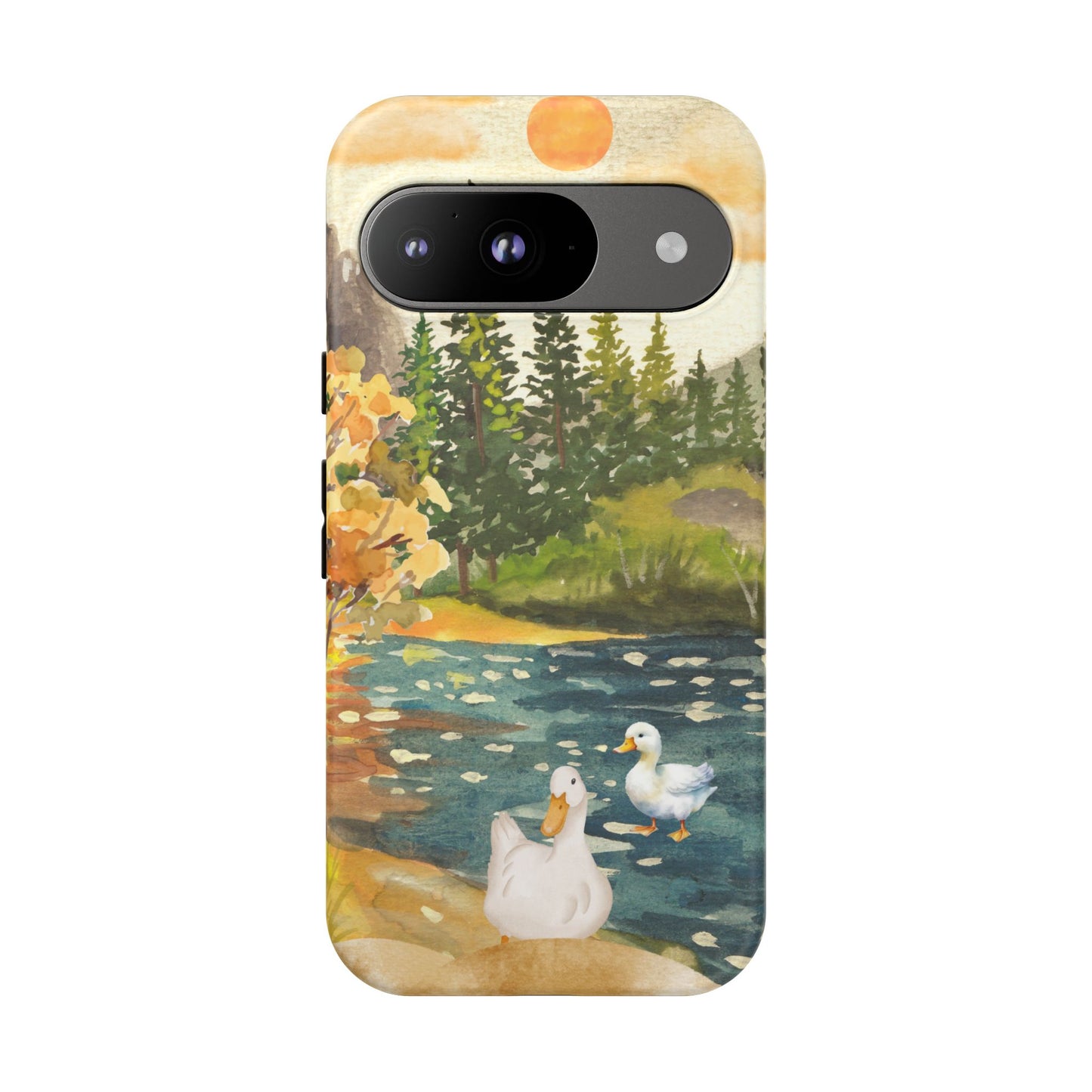 Artistic Phone Case with Ducks and Nature Scene