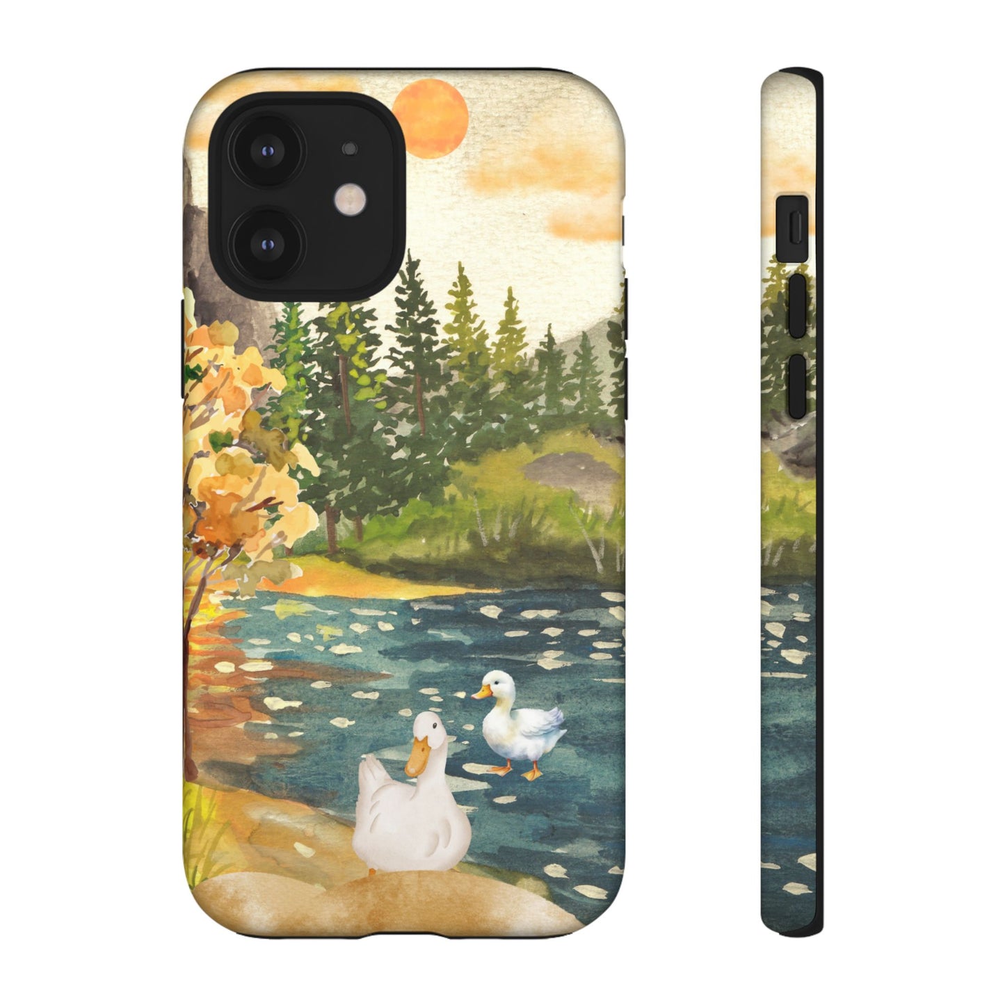 Artistic Phone Case with Ducks and Nature Scene