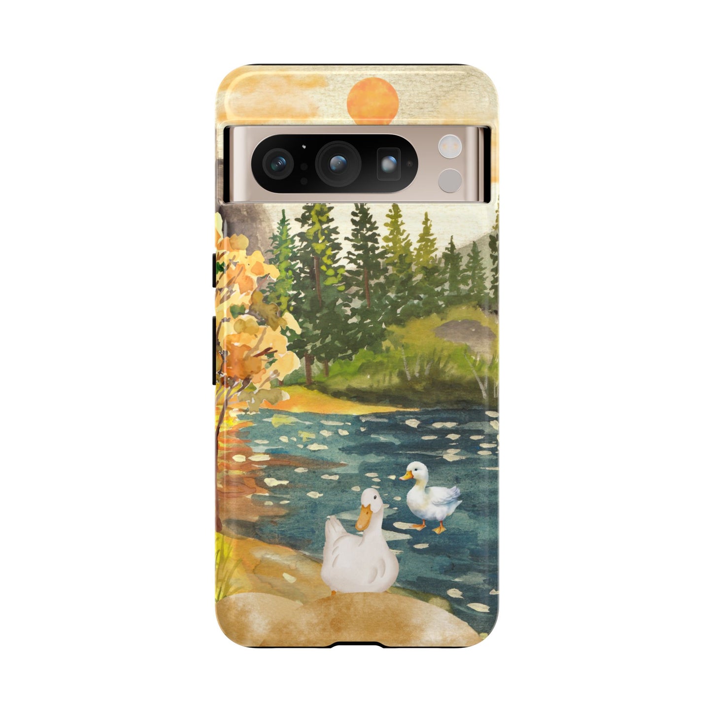 Artistic Phone Case with Ducks and Nature Scene
