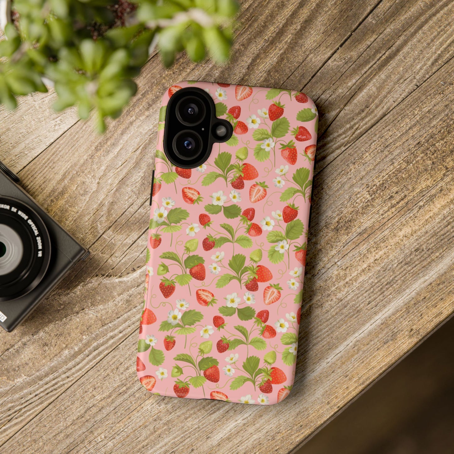 Strawberry Floral Tough Case - Cute Berry Pattern Phone Cover