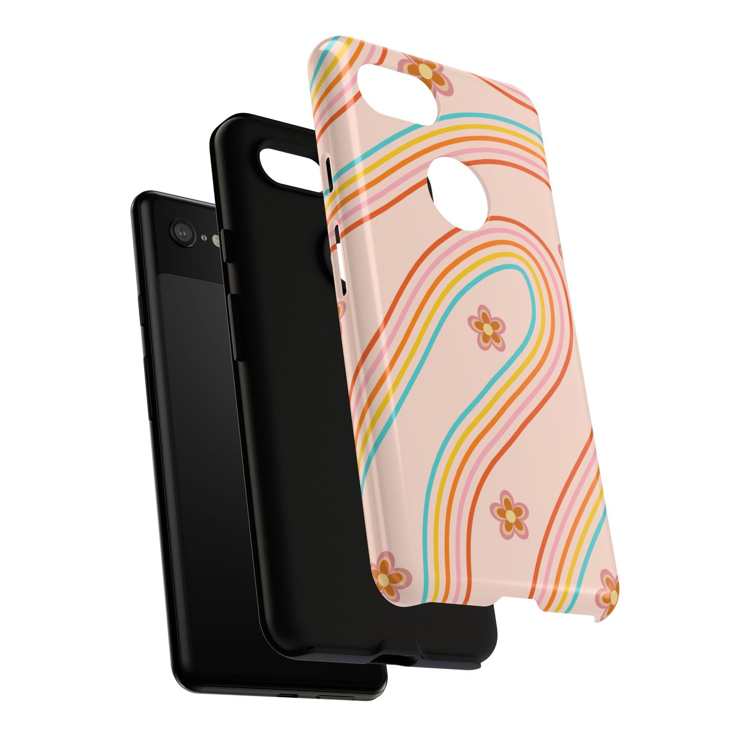 Retro Rainbow Phone Case - Tough & Stylish Floral Design