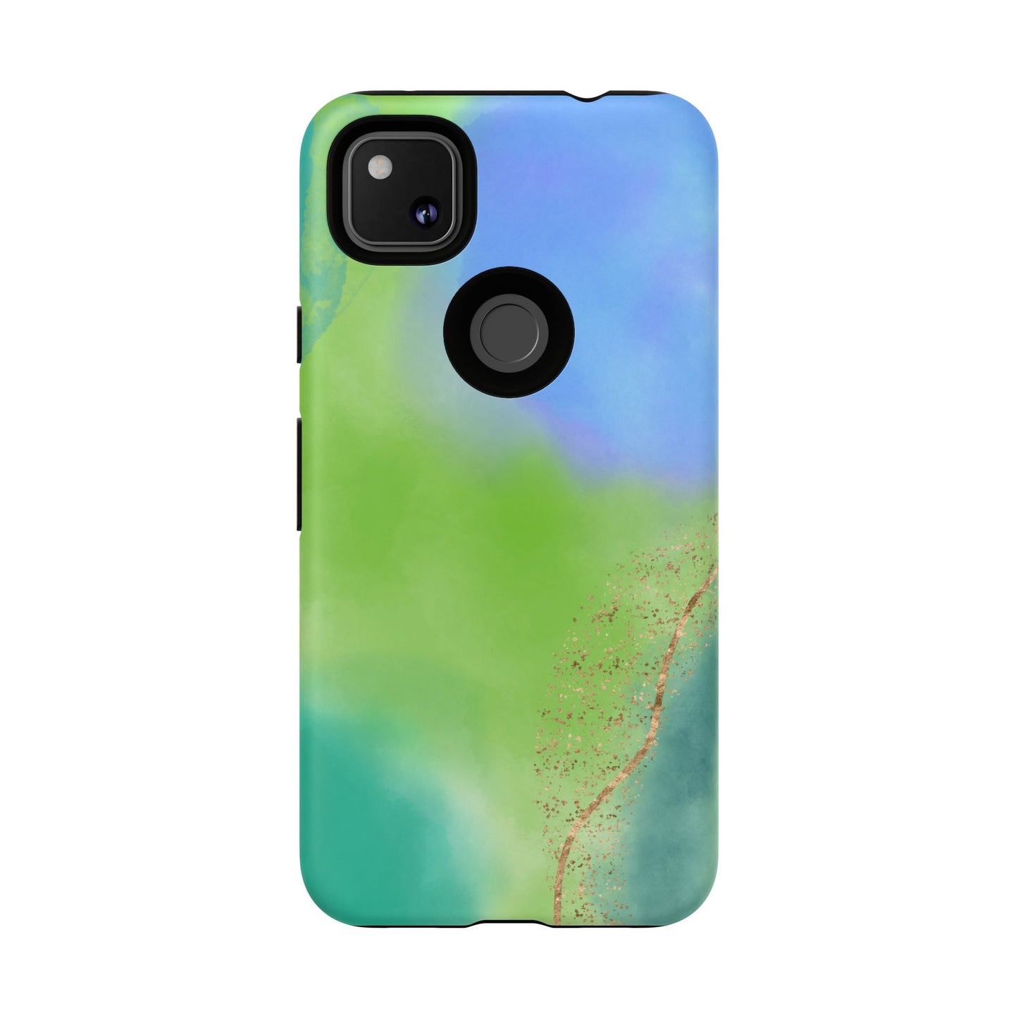 Artistic Tough Phone Case – Vibrant Green and Blue Abstract Design