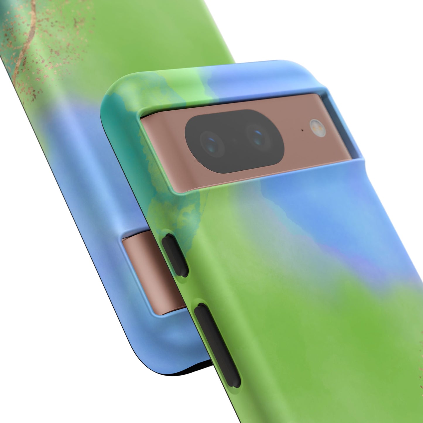 Artistic Tough Phone Case – Vibrant Green and Blue Abstract Design