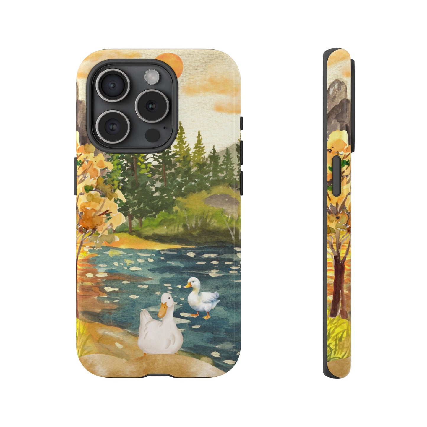 Artistic Phone Case with Ducks and Nature Scene