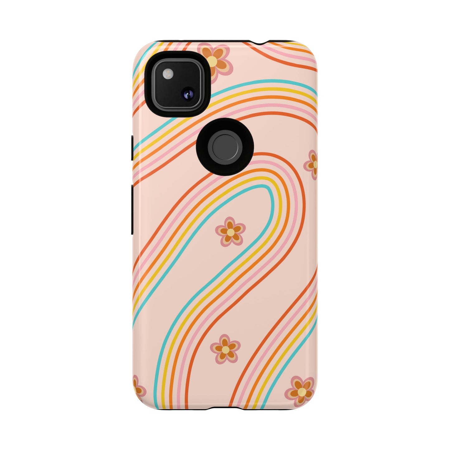 Retro Rainbow Phone Case - Tough & Stylish Floral Design