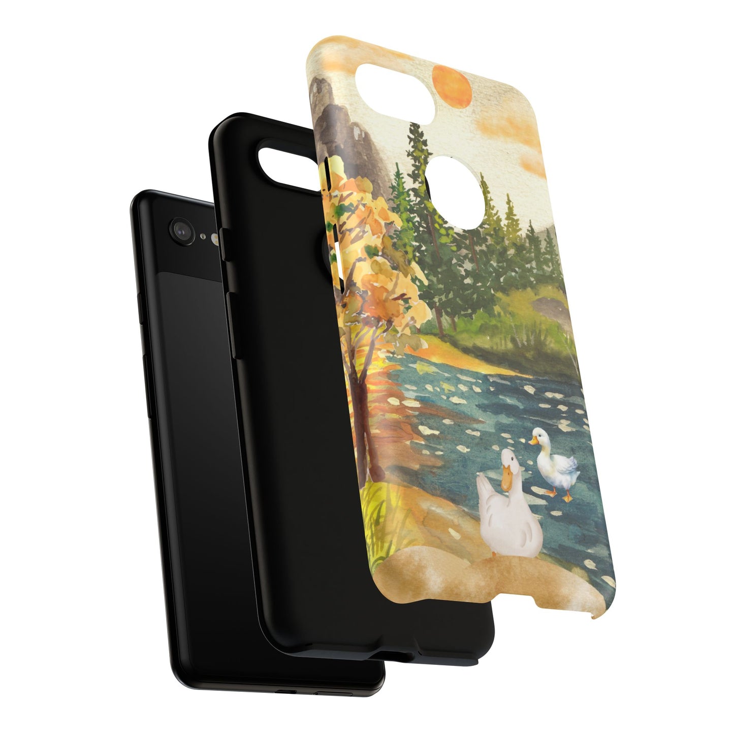 Artistic Phone Case with Ducks and Nature Scene