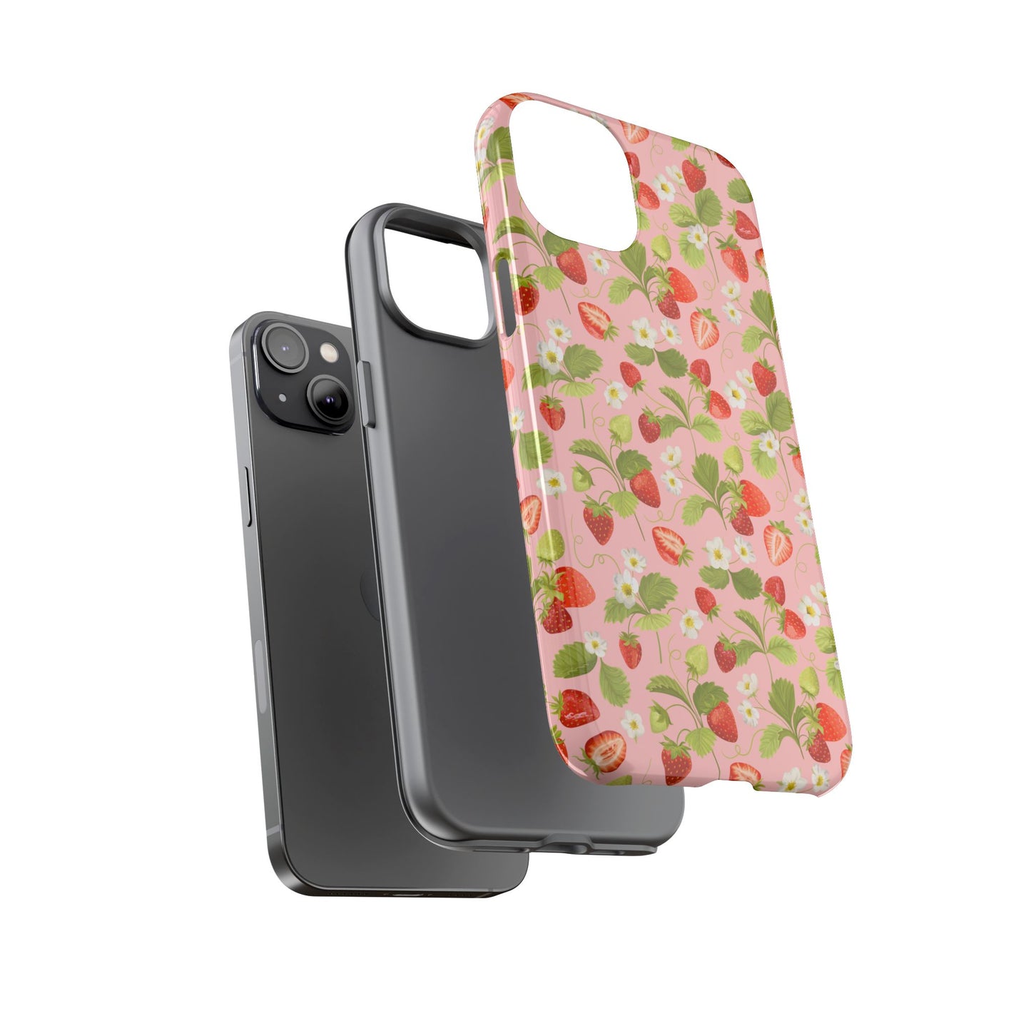 Strawberry Floral Tough Case - Cute Berry Pattern Phone Cover