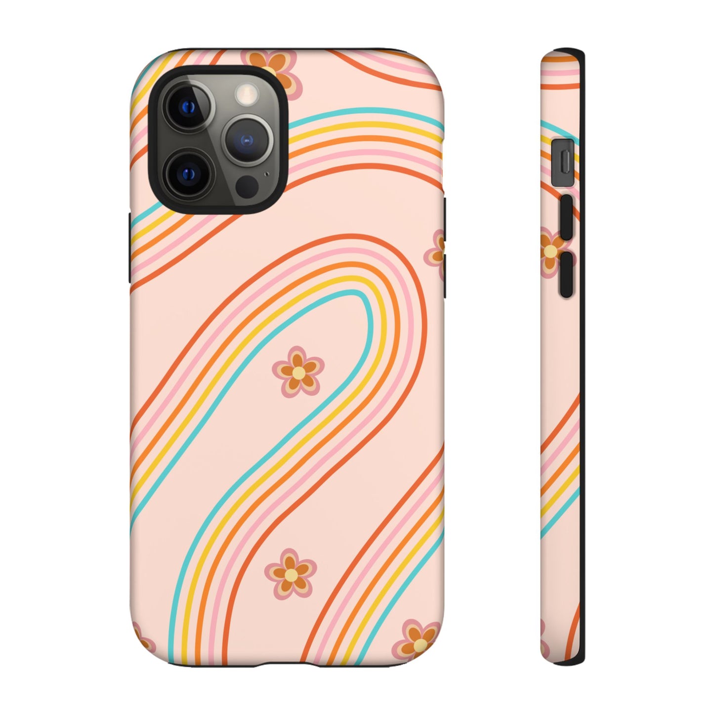 Retro Rainbow Phone Case - Tough & Stylish Floral Design
