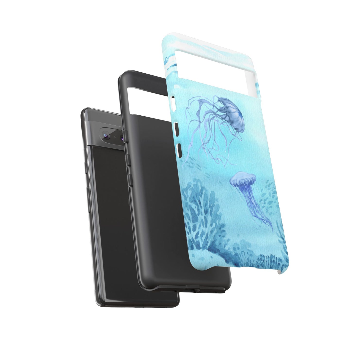 Ocean-Inspired Tough Phone Case with Jellyfish Design