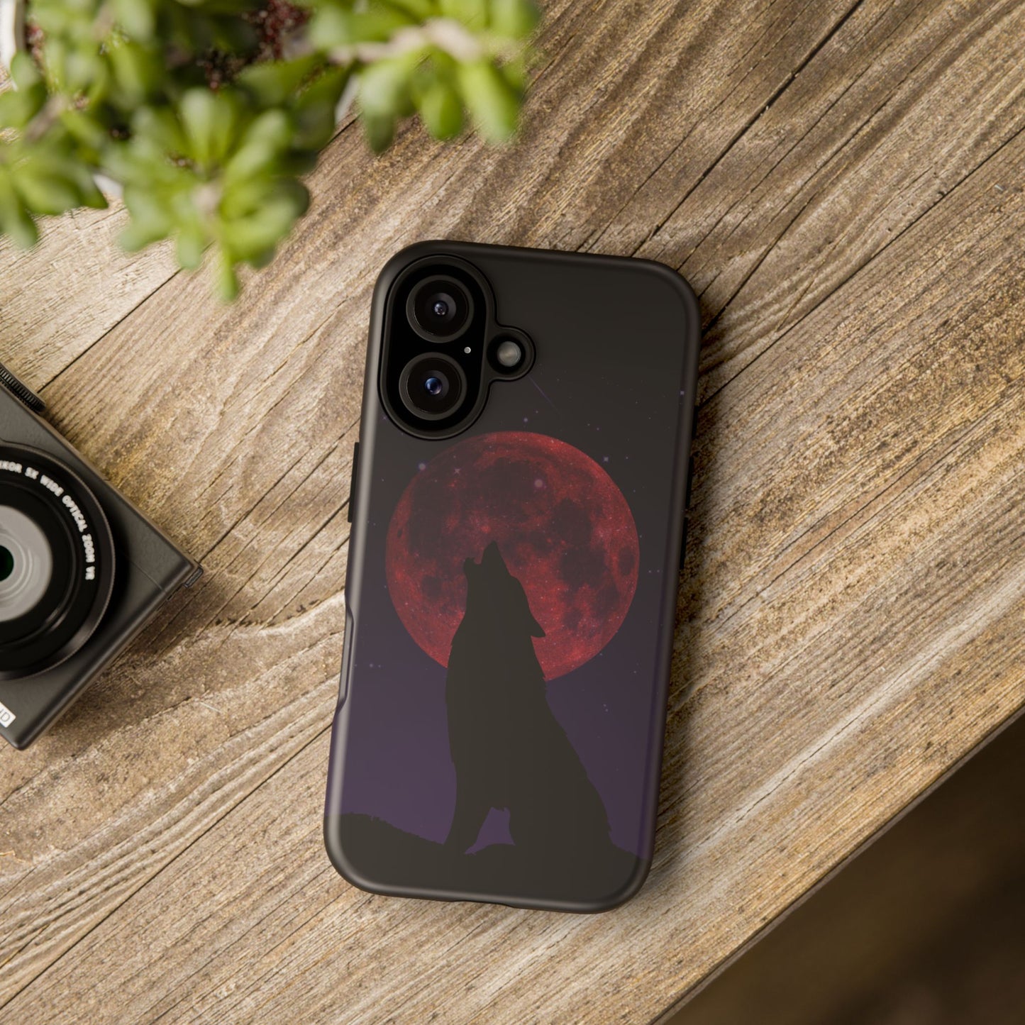 Wolf Howling at Blood Moon Phone Case - Tough & Stylish Protector