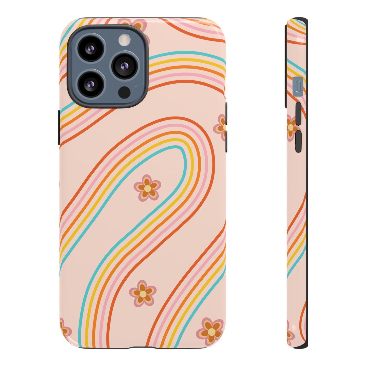 Retro Rainbow Phone Case - Tough & Stylish Floral Design