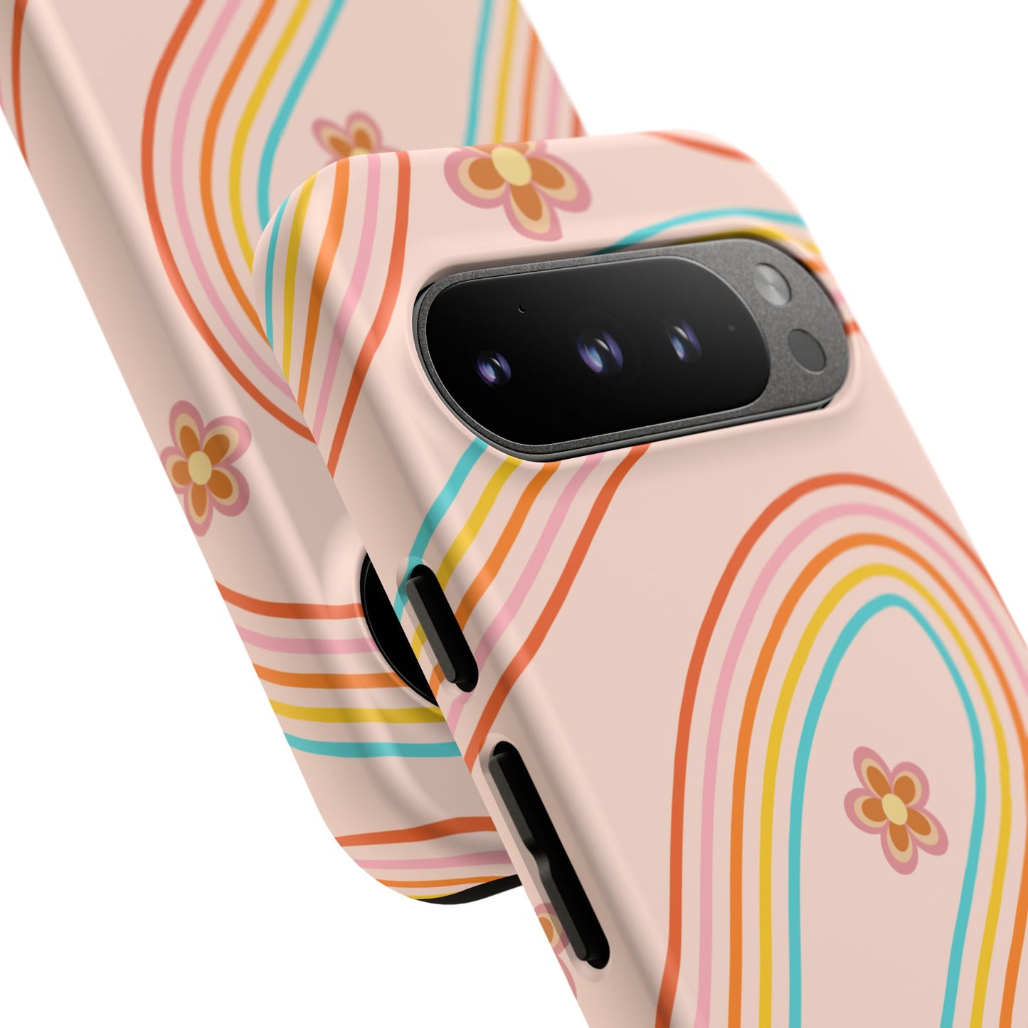 Retro Rainbow Phone Case - Tough & Stylish Floral Design