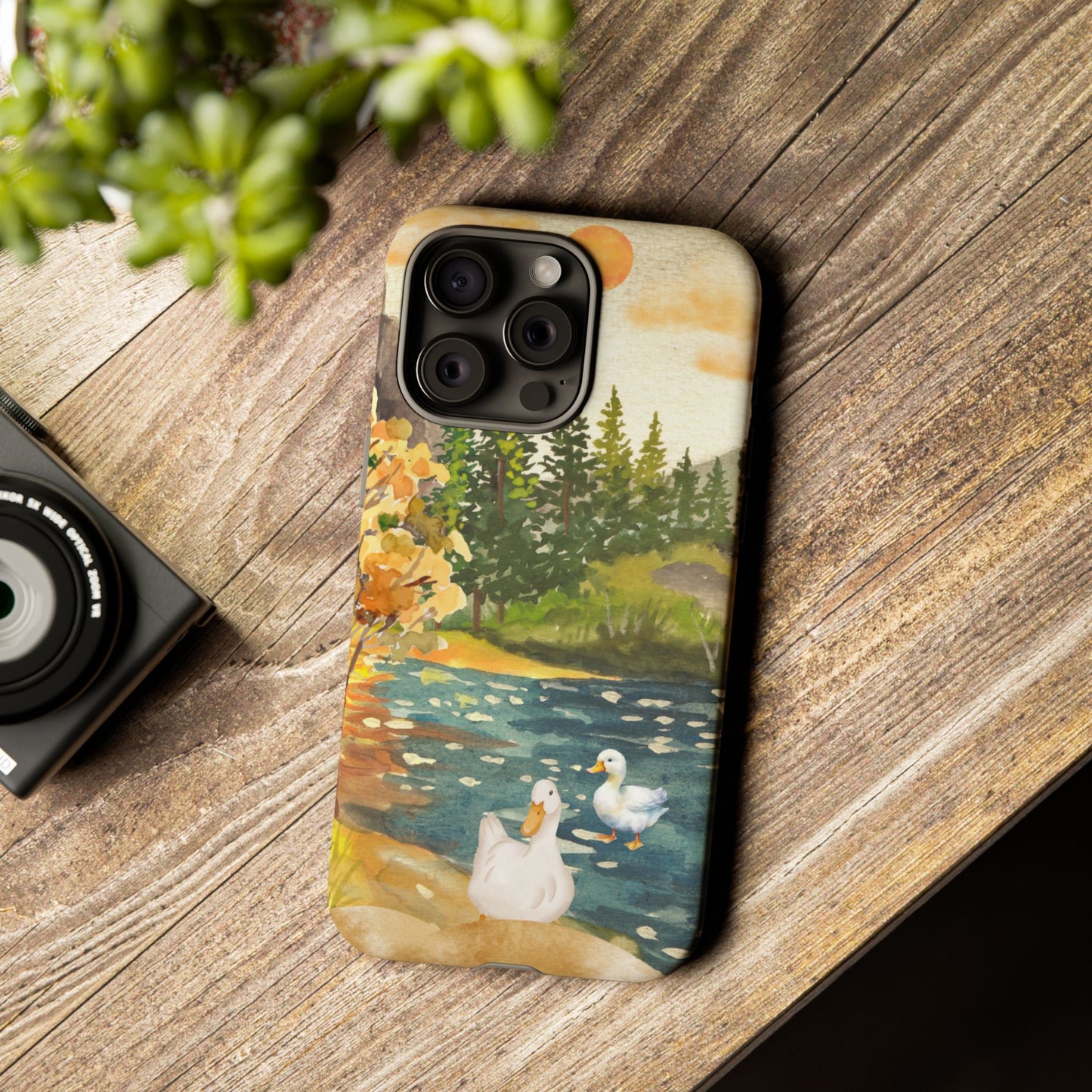 Artistic Phone Case with Ducks and Nature Scene