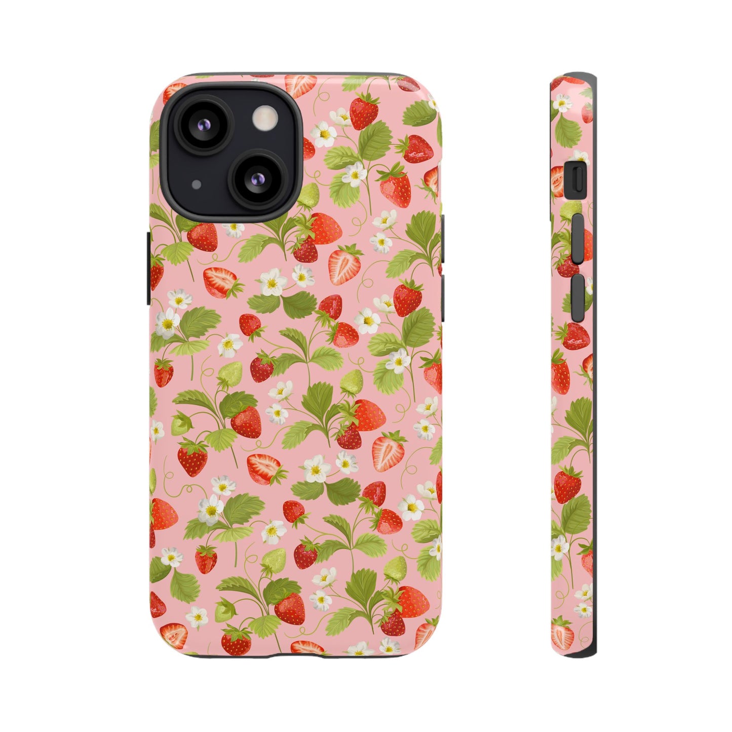 Strawberry Floral Tough Case - Cute Berry Pattern Phone Cover