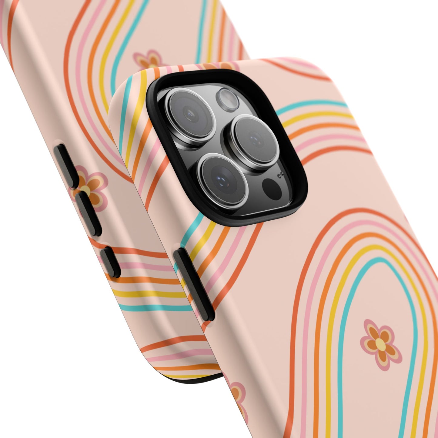 Retro Rainbow Phone Case - Tough & Stylish Floral Design