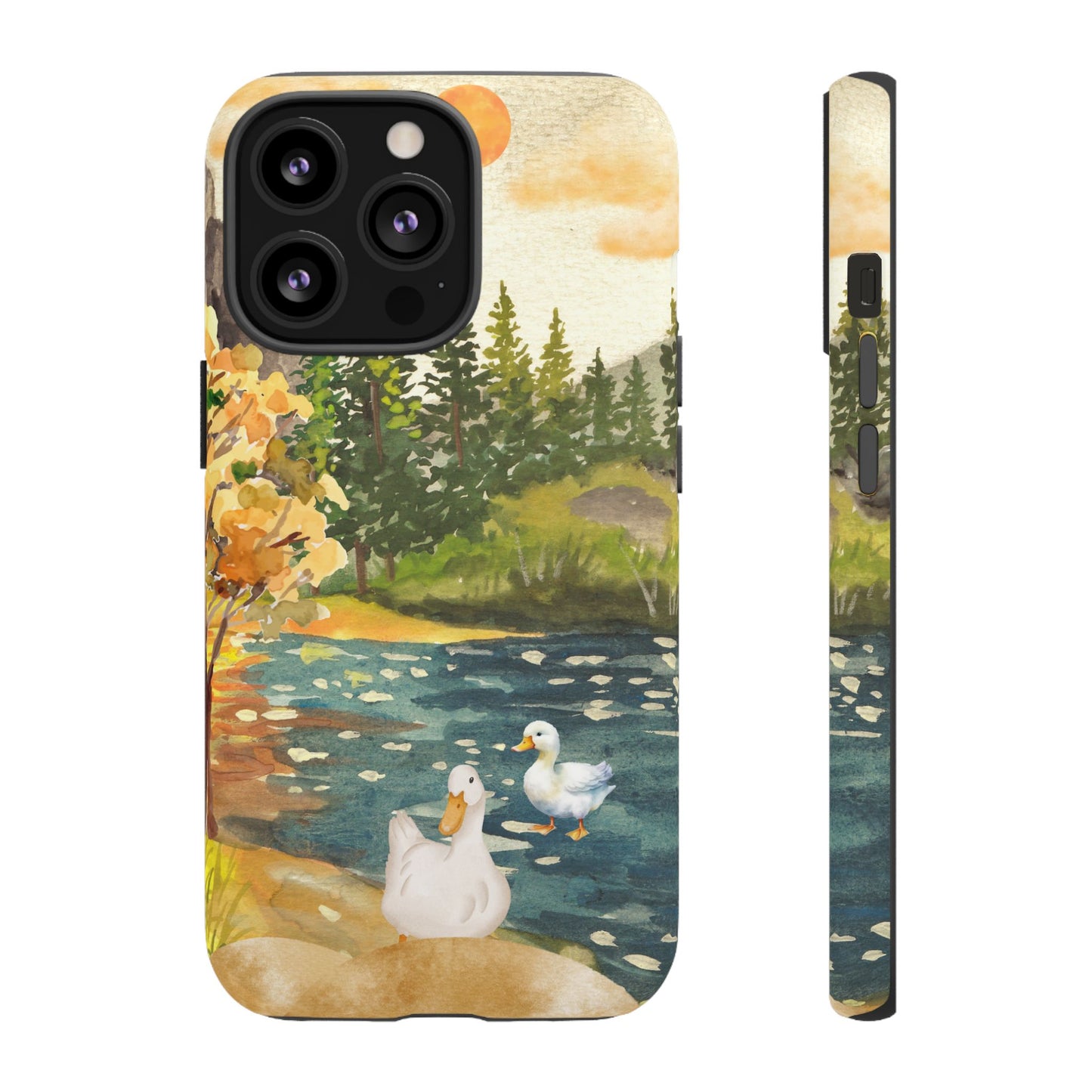Artistic Phone Case with Ducks and Nature Scene
