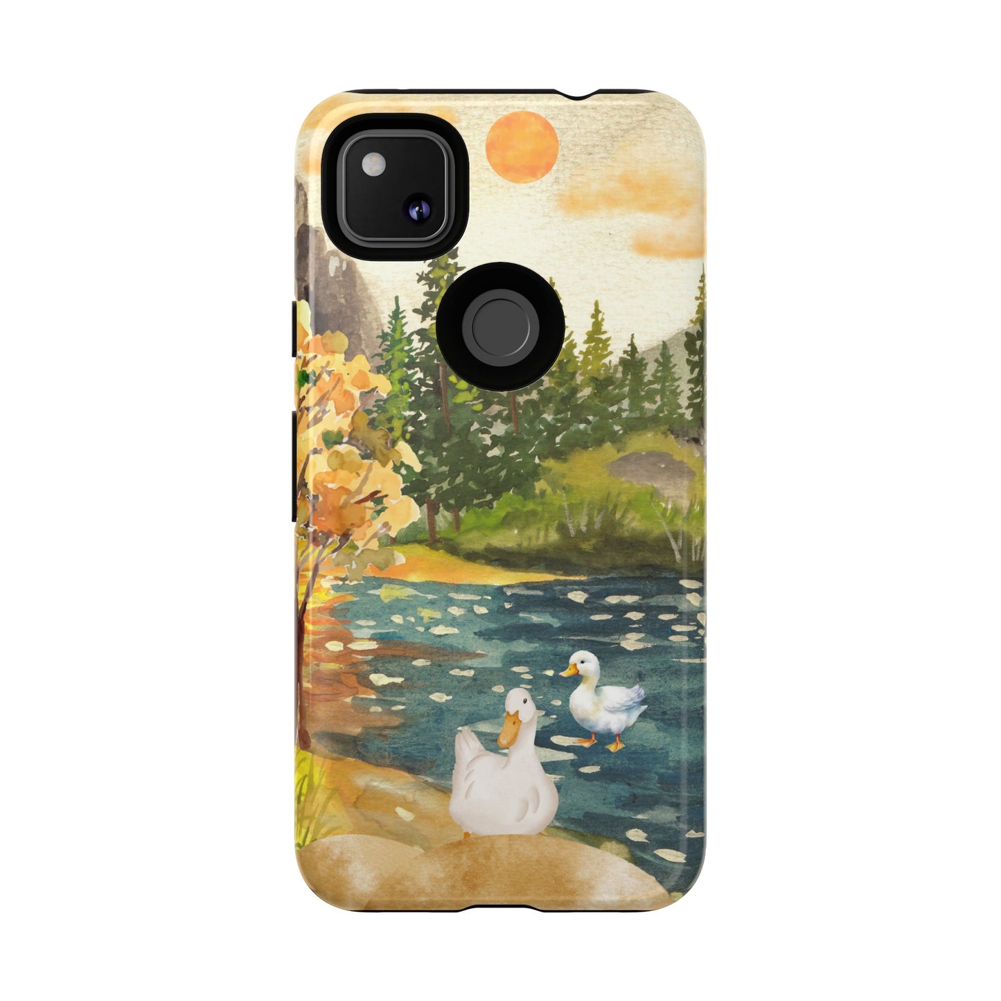 Artistic Phone Case with Ducks and Nature Scene
