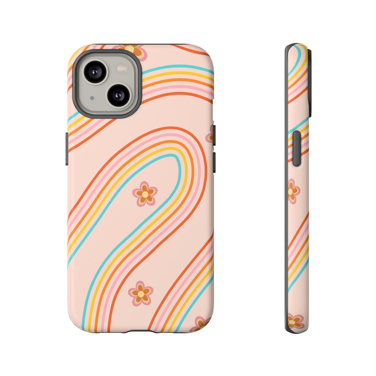 Retro Rainbow Phone Case - Tough & Stylish Floral Design