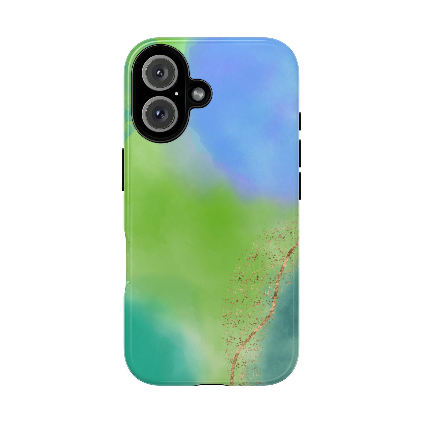 Artistic Tough Phone Case – Vibrant Green and Blue Abstract Design
