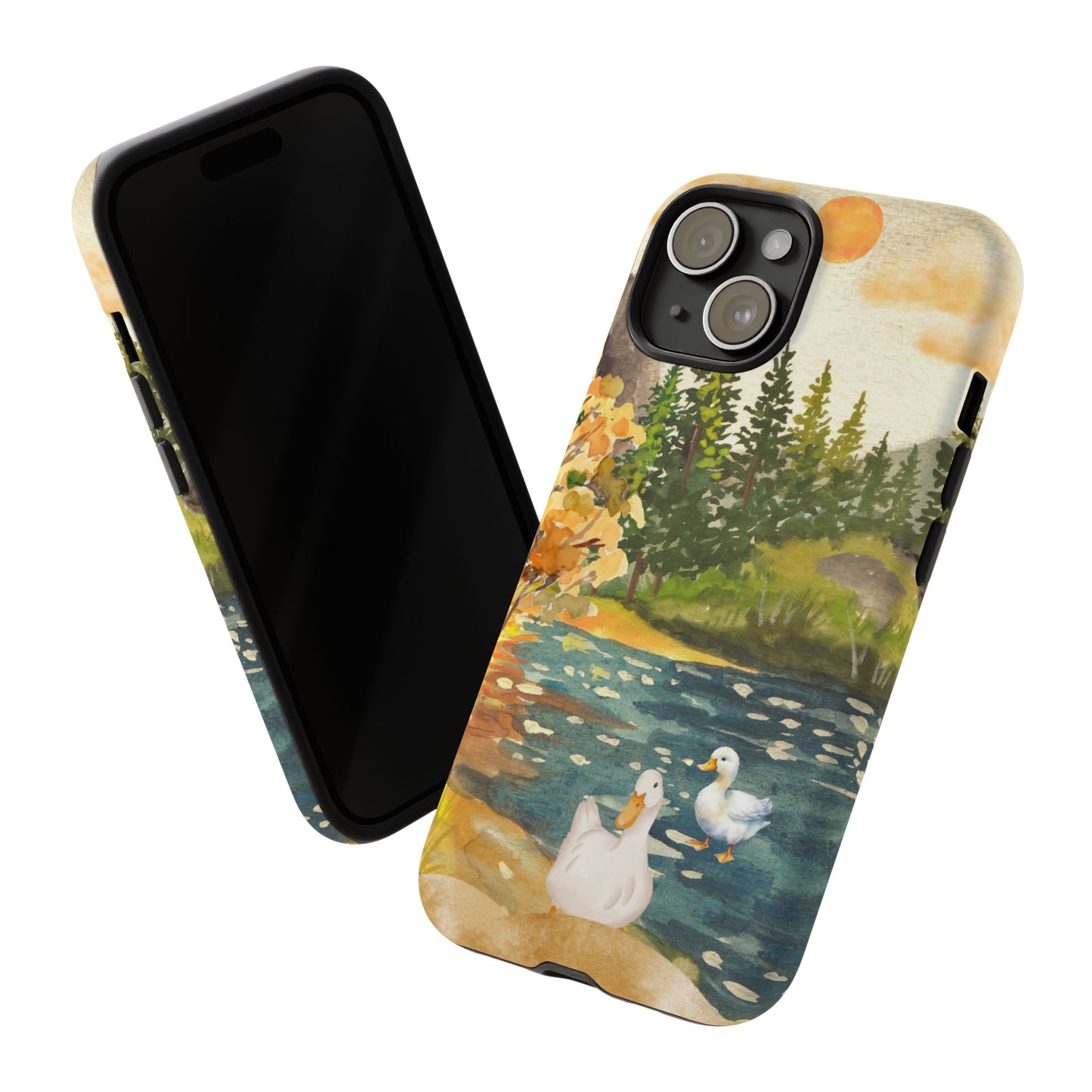 Artistic Phone Case with Ducks and Nature Scene