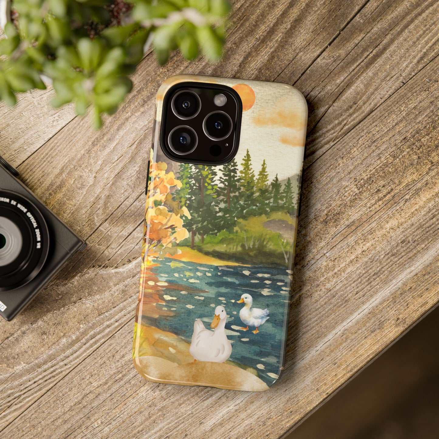Artistic Phone Case with Ducks and Nature Scene