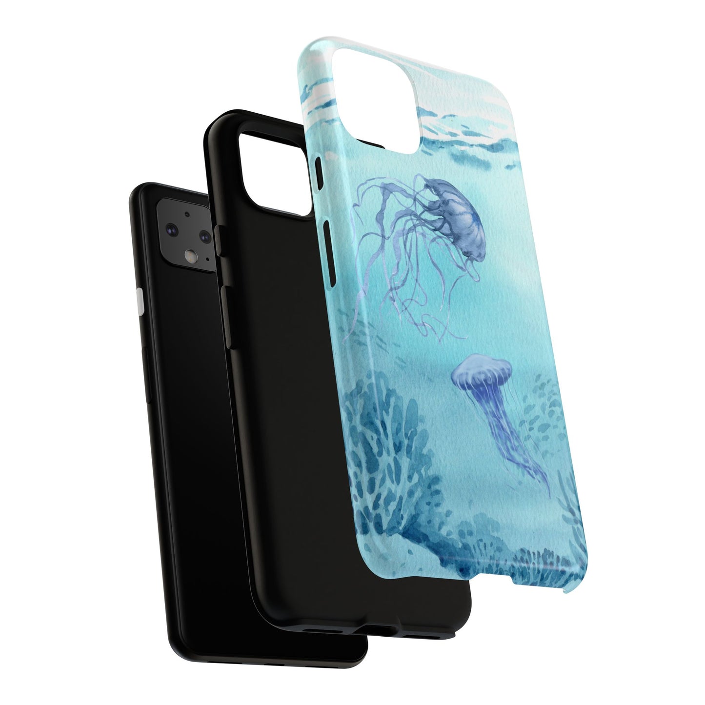 Ocean-Inspired Tough Phone Case with Jellyfish Design