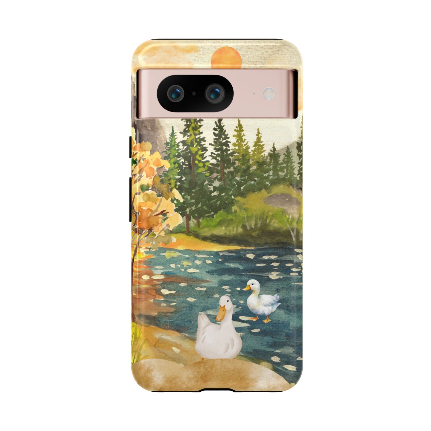 Artistic Phone Case with Ducks and Nature Scene