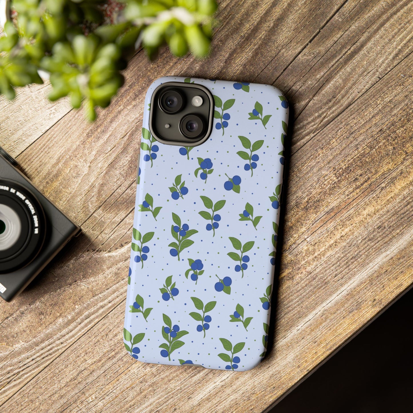 Floral Tough Phone Case - Blueberry Blossom Design
