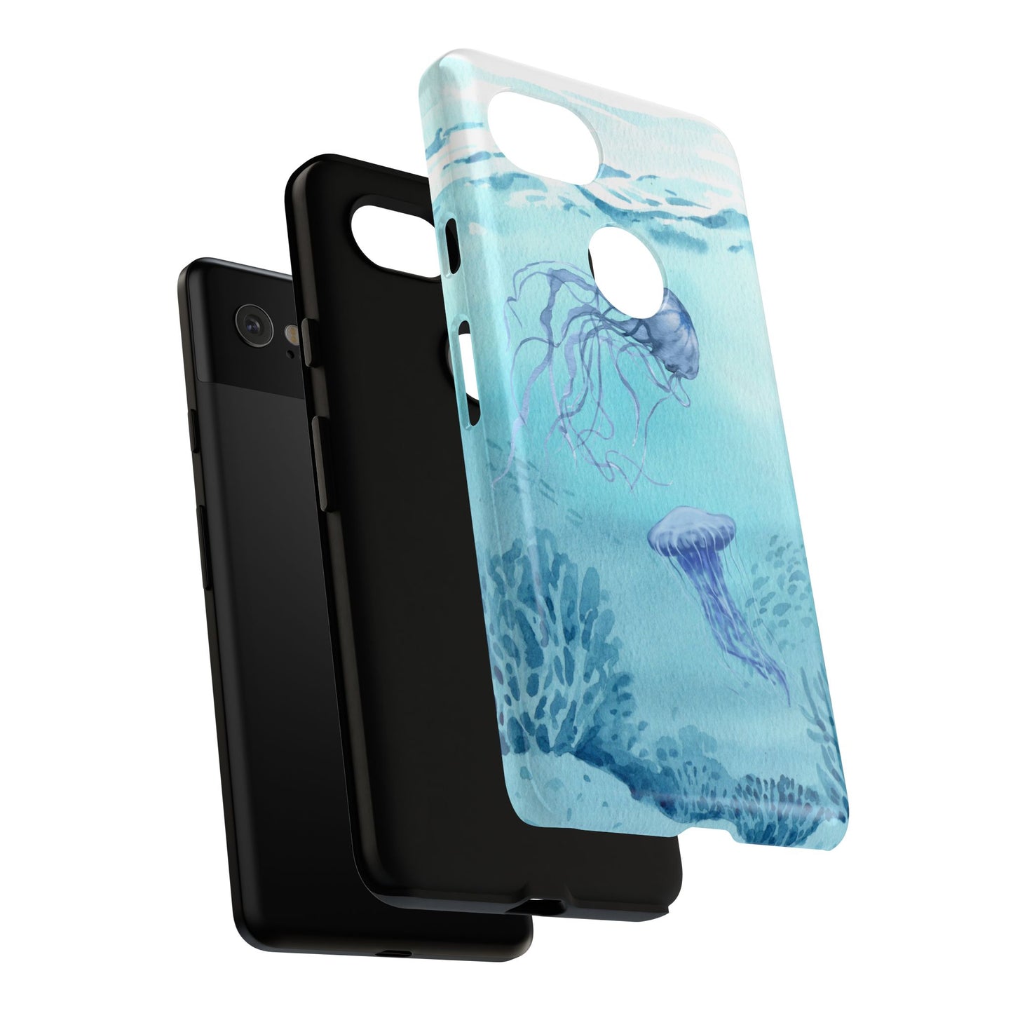 Ocean-Inspired Tough Phone Case with Jellyfish Design